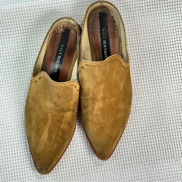 Matt Bernson Suede Mule Pointed Toe Slip On Tan Size 7.5 - Picture 2 of 10